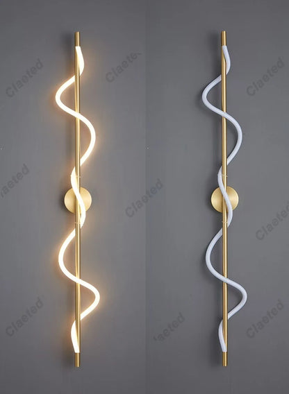 LED Spiral Wall Lamp – Modern Black & Gold Sconce | Bedroom, Living Room, Hallway