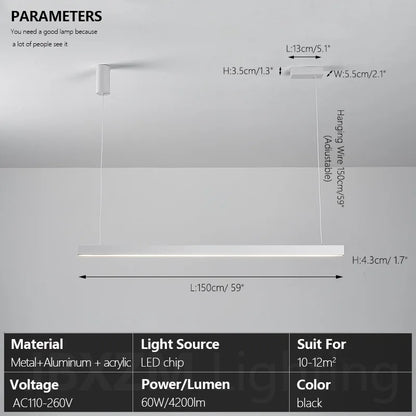Moderner linearer LED-Kronleuchter – Minimalistische Pendelleuchte für Kücheninsel und Esszimmer