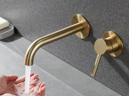 Stainless Steel Bathroom Faucet - Wall Mount Mixer Tap with Hot & Cold Water