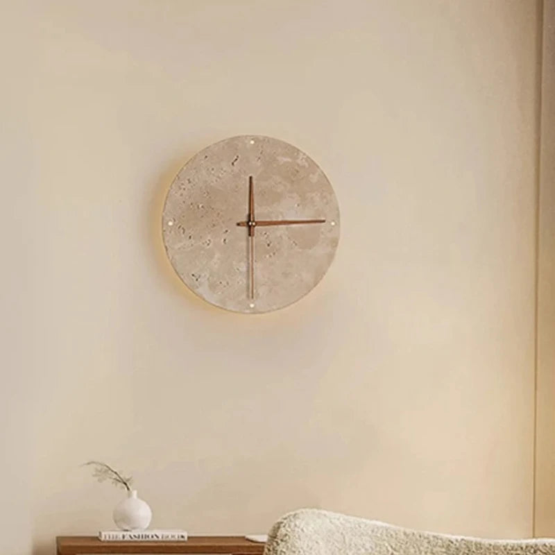 Runde LED-Wanduhr aus Stein – Wabi-Sabi, 23 oder 30 cm