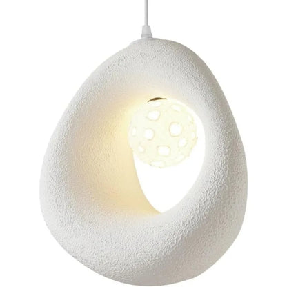Modern Wabi-Sabi Pendant Light - White Textured Ceiling Lamp