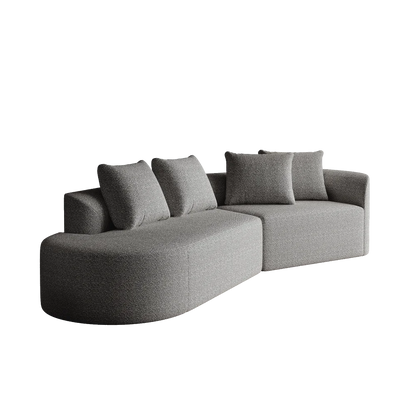 Luxury Dark Gray Chenille Cloud Sofa - 4-Seater Curved Sectional Couch