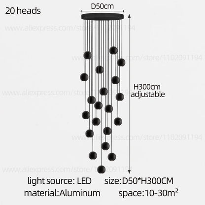 Moderner runder LED-Pendelleuchter – Treppenhausleuchte mit mehreren Leuchten