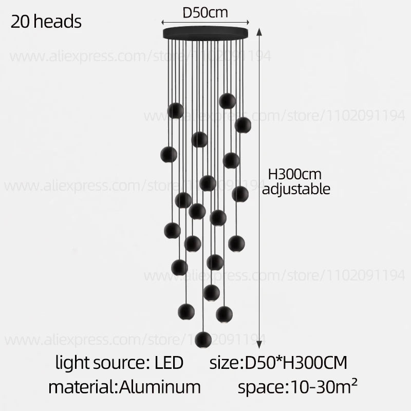 Moderner runder LED-Pendelleuchter – Treppenhausleuchte mit mehreren Leuchten