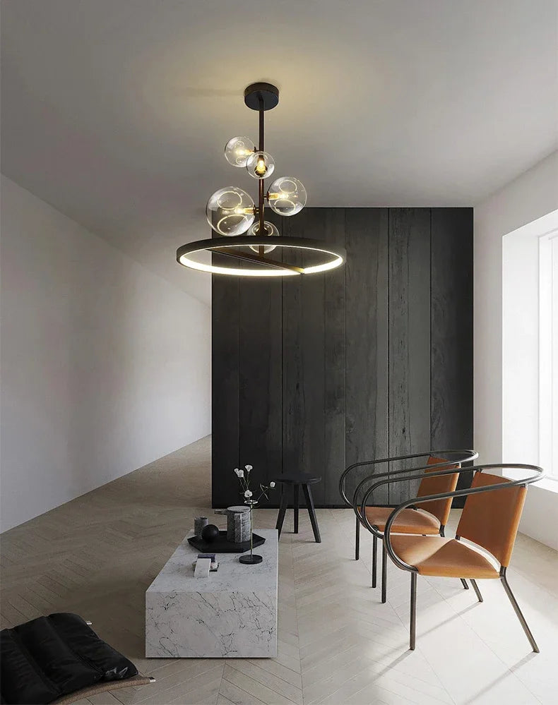 NOSTAGA Glas-Rundpendelleuchte – LED-Kronleuchter