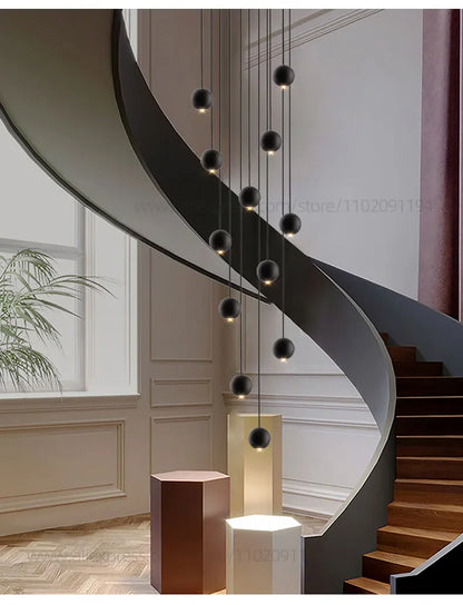 Moderner runder LED-Pendelleuchter – Treppenhausleuchte mit mehreren Leuchten