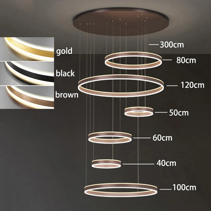 Modern LED Ring Chandelier - Multi-Tier Pendant Light