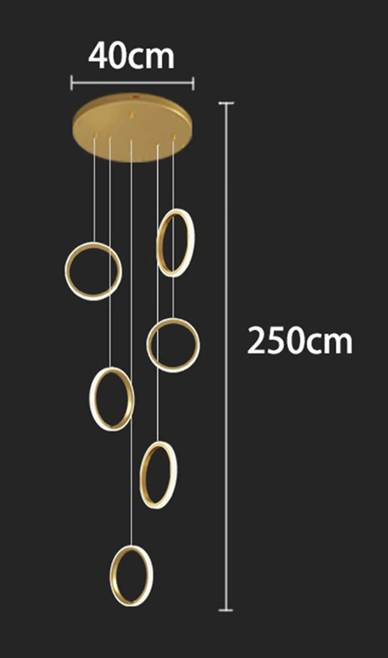 Stairwell Chandelier Crystal Ring - Modern for Staircase & High Ceilings