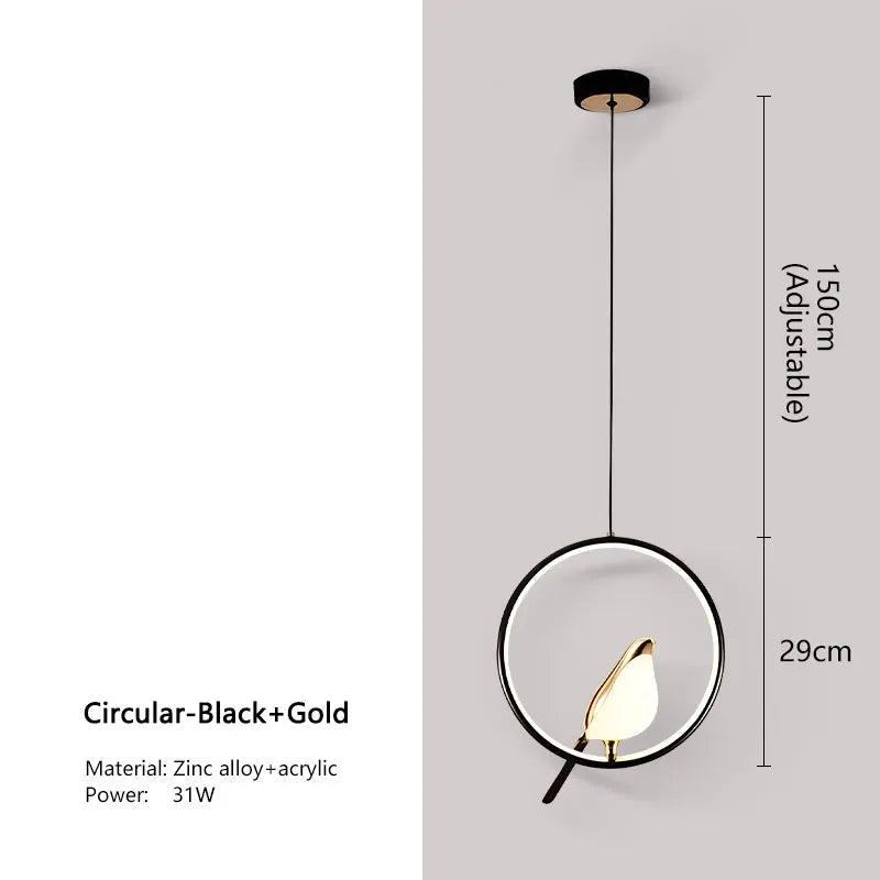 LED-Pendelleuchte „Elstervogel“ – Modernes nordisches Design