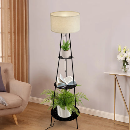 Moderne Stehleuchte mit 3-stufigem Regal – E27 Stehleuchte mit Stauraum