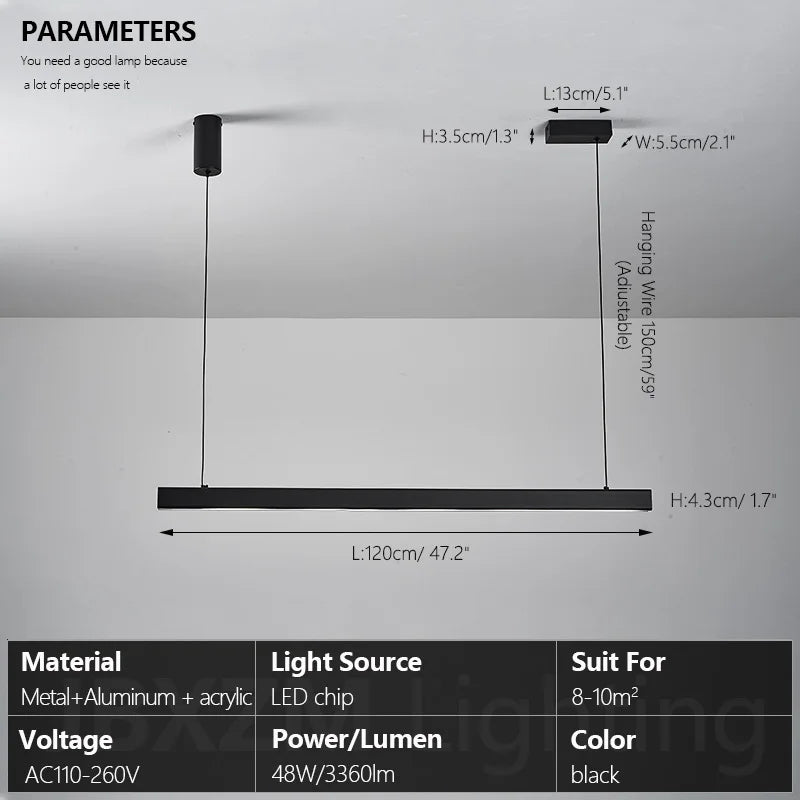 Moderner linearer LED-Kronleuchter – Minimalistische Pendelleuchte für Kücheninsel und Esszimmer