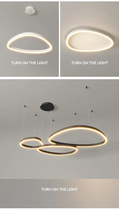 LED Ring Chandelier - Modern Pendant Light for Living Room, Bedroom & Dining Room