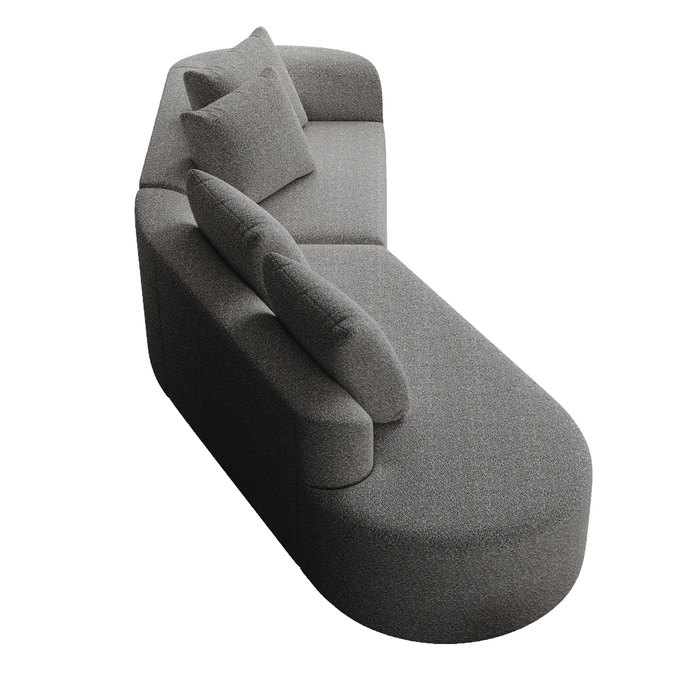 Luxury Dark Gray Chenille Cloud Sofa - 4-Seater Curved Sectional Couch