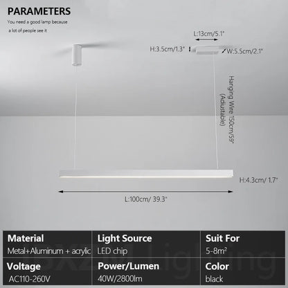 Moderner linearer LED-Kronleuchter – Minimalistische Pendelleuchte für Kücheninsel und Esszimmer