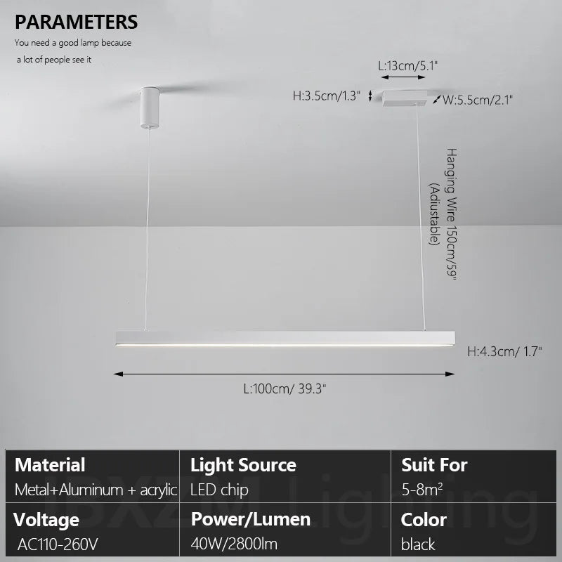 Moderner linearer LED-Kronleuchter – Minimalistische Pendelleuchte für Kücheninsel und Esszimmer