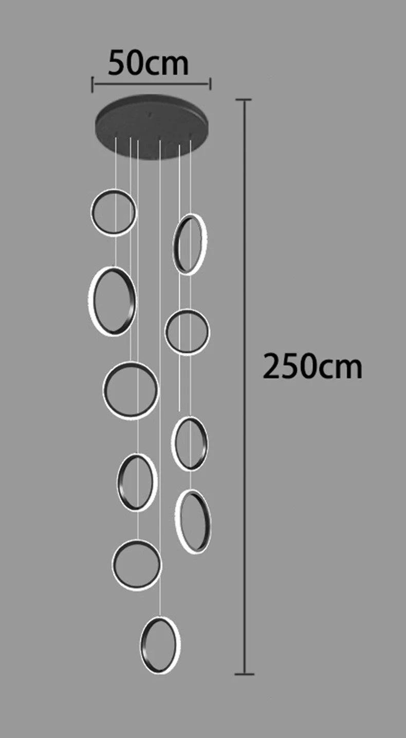 Stairwell Chandelier Crystal Ring - Modern for Staircase & High Ceilings