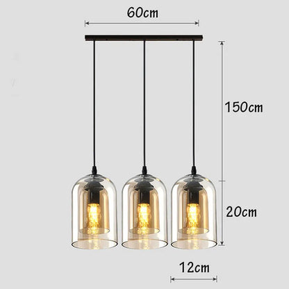 Moderne Pendelleuchte – Glas & Eisen, 1 oder 3 Köpfe, dimmbar