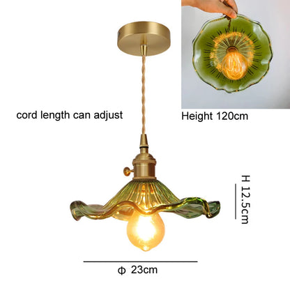 Flower Glass Pendant Lamp - Copper Ceiling Chandelier