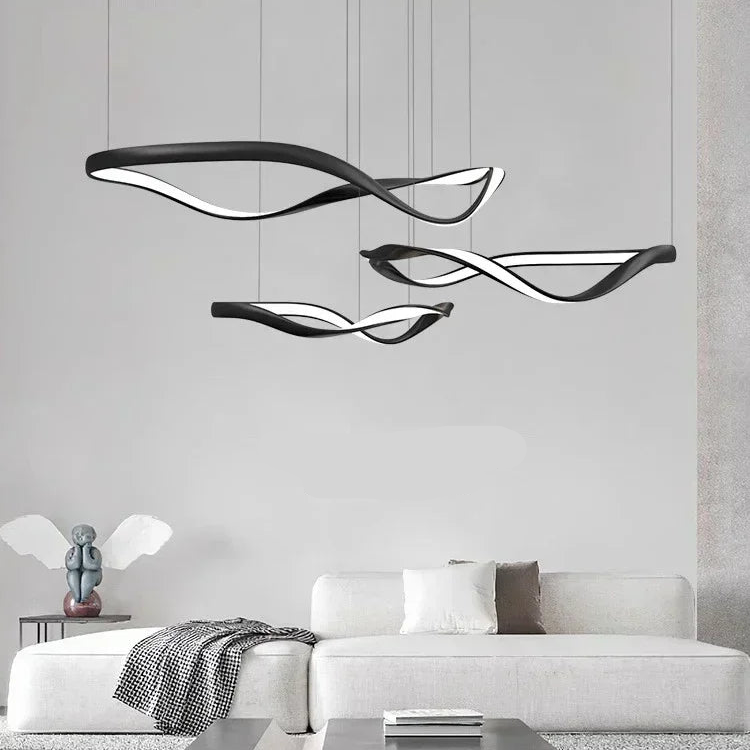 Modern Wavy Ring LED Pendant Light - Circular Designer Chandelier