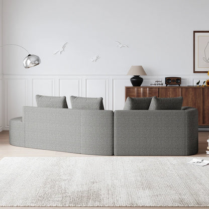 Luxury Dark Gray Chenille Cloud Sofa - 4-Seater Curved Sectional Couch
