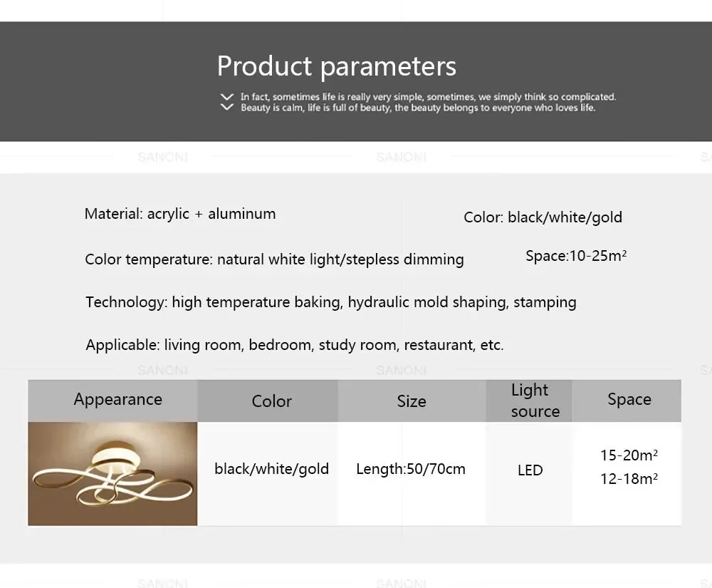 Modern LED Ceiling Chandelier - Stepless Dimming