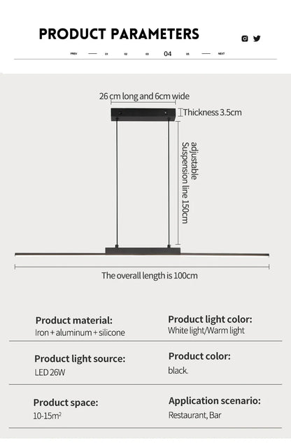 Pendant Lamps Modern Simple Dining Room Lighting for Kitchen Long Chandelier Living Room Pendant Lamp Home Decor Lighting