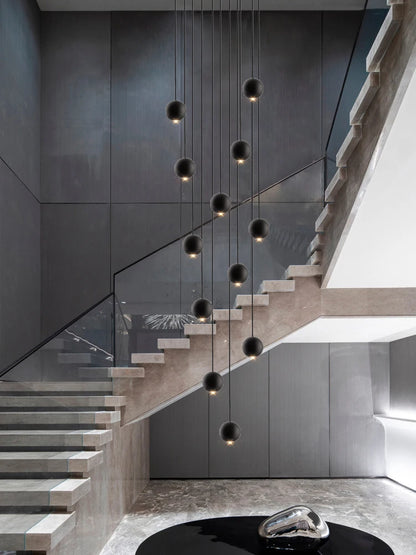 Moderner runder LED-Pendelleuchter – Treppenhausleuchte mit mehreren Leuchten