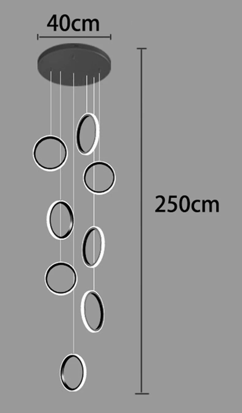 Stairwell Chandelier Crystal Ring - Modern for Staircase & High Ceilings