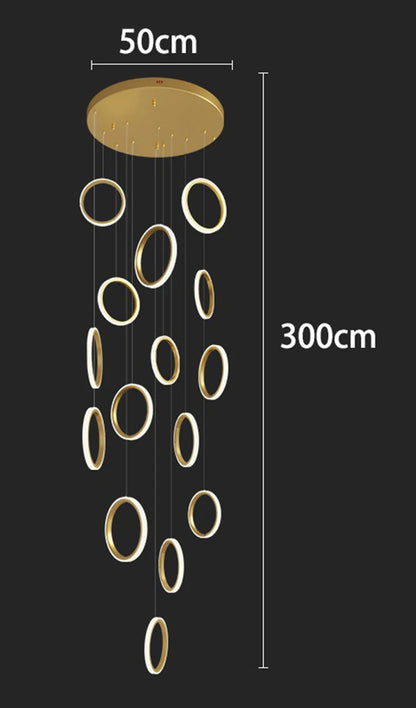 Stairwell Chandelier Crystal Ring - Modern for Staircase & High Ceilings