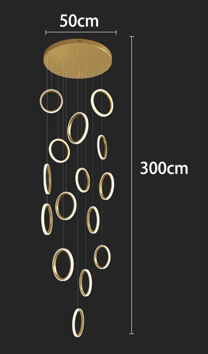 Stairwell Chandelier Crystal Ring - Modern for Staircase & High Ceilings