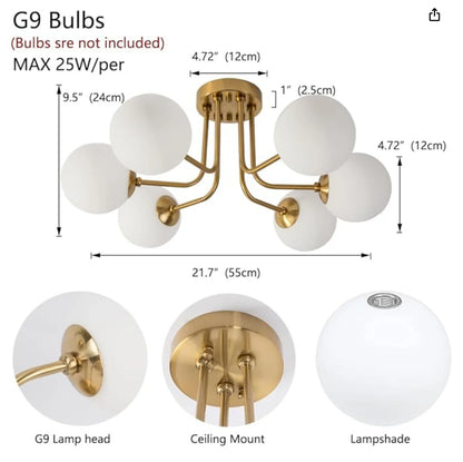 Nordic Glass Ball Ceiling Light - Modern Wrought Iron Flush Mount for Bedroom & Hallway