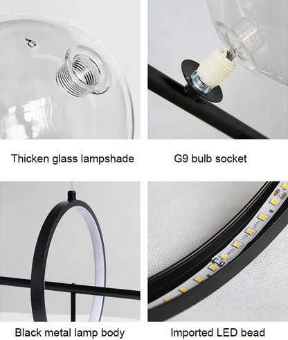 NOSTAGA Glas-Rundpendelleuchte – LED-Kronleuchter