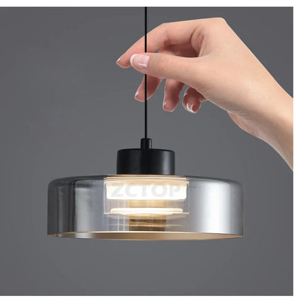 Minimalistische glazen led-hanglamp zwart