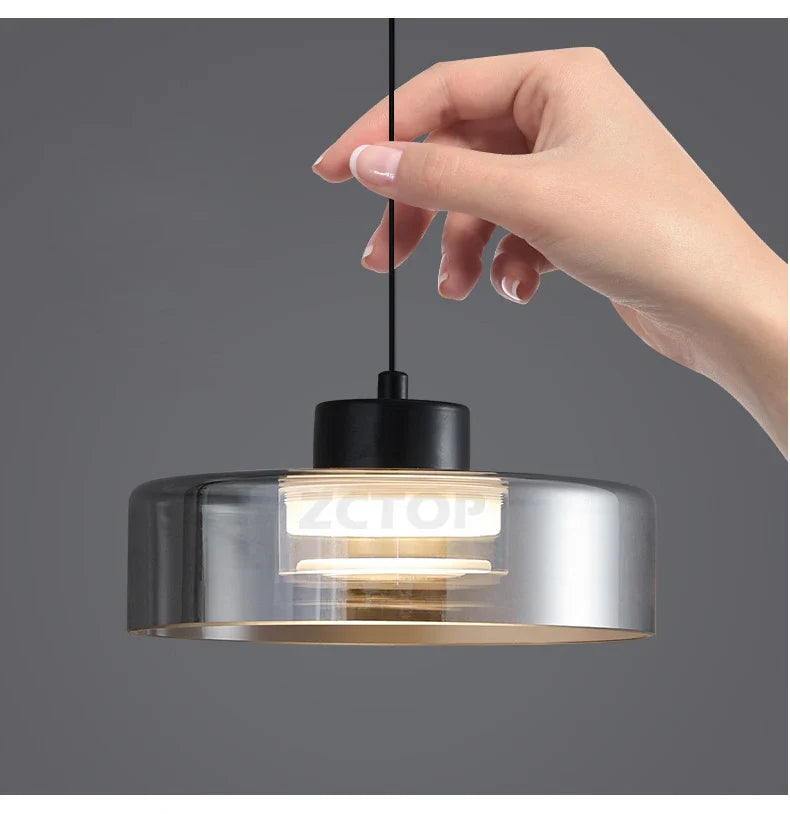 Minimalistische glazen led-hanglamp zwart