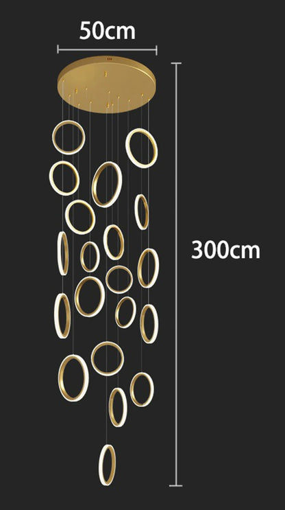 Stairwell Chandelier Crystal Ring - Modern for Staircase & High Ceilings