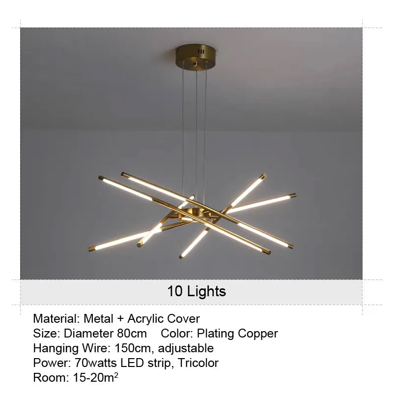 LED Tube Hanglamp - 12 Lichts - Zwart