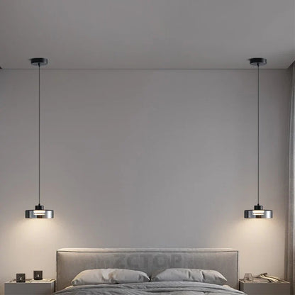 Minimalistische glazen led-hanglamp zwart