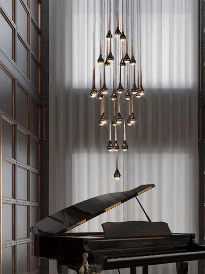 LED-Treppenhaus-Pendelleuchte – Schwarz und Gold