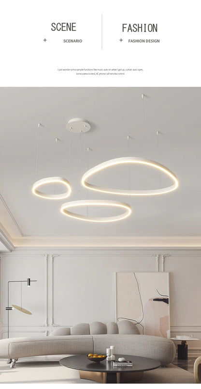 LED Ring Chandelier - Modern Pendant Light for Living Room, Bedroom & Dining Room