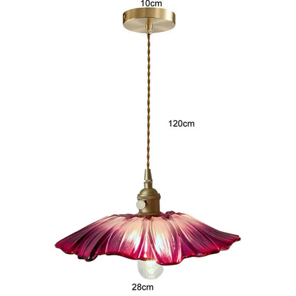 Flower Glass Pendant Lamp - Copper Ceiling Chandelier