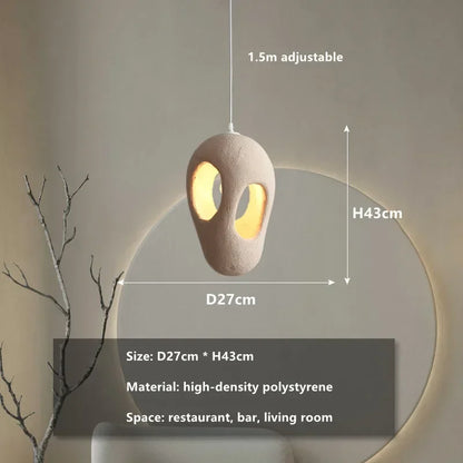 Wabi-Sabi-Hängeleuchte aus Kunstharz – Moderne, skulpturale Hängelampe