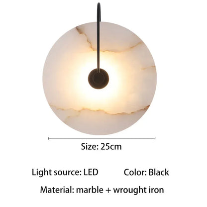 LED-Wandleuchte aus nordischem Marmor – Luxuriöse, runde Designerleuchte für Schlafzimmer und Restaurant