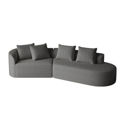 Luxury Dark Gray Chenille Cloud Sofa - 4-Seater Curved Sectional Couch