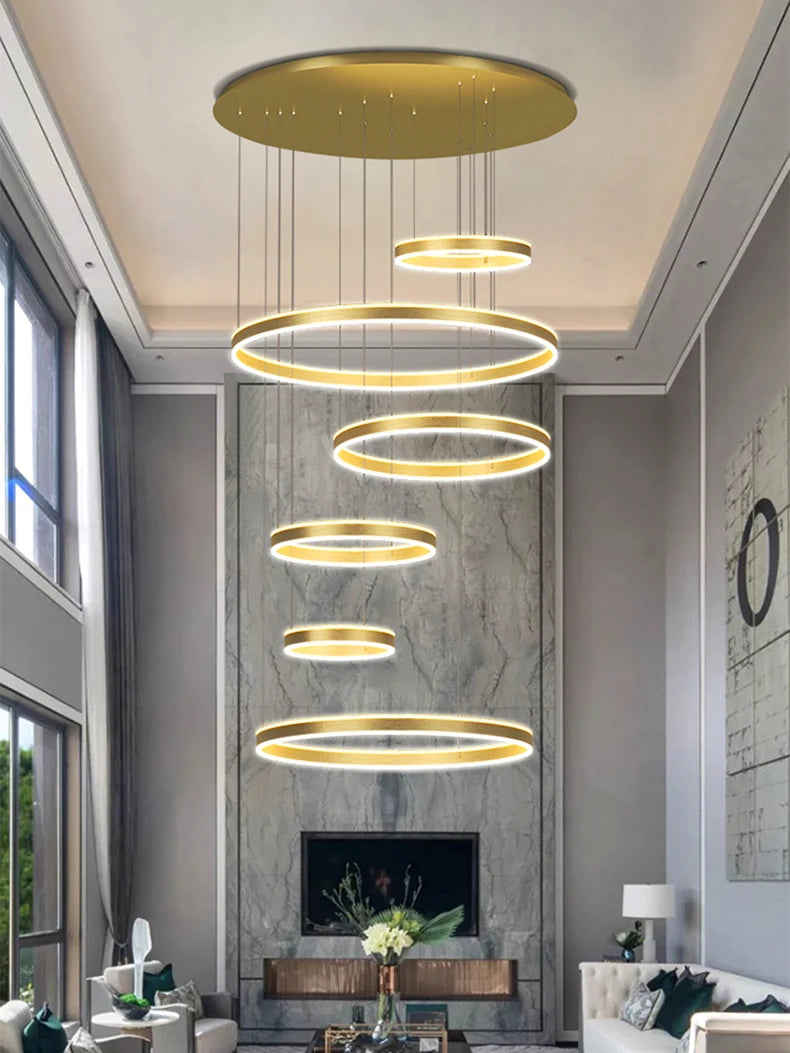 Modern LED Ring Chandelier - Multi-Tier Pendant Light