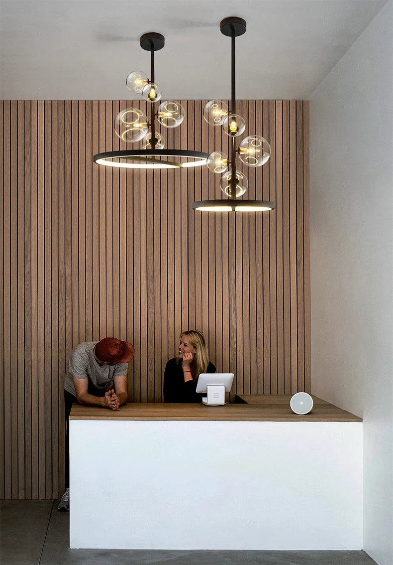 NOSTAGA Glas-Rundpendelleuchte – LED-Kronleuchter