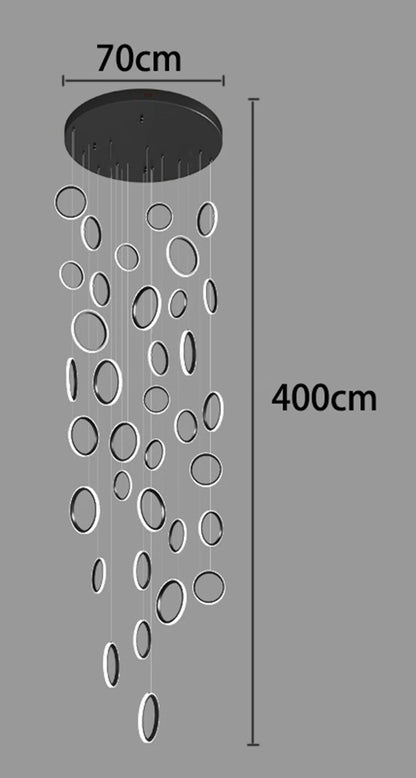 Stairwell Chandelier Crystal Ring - Modern for Staircase & High Ceilings