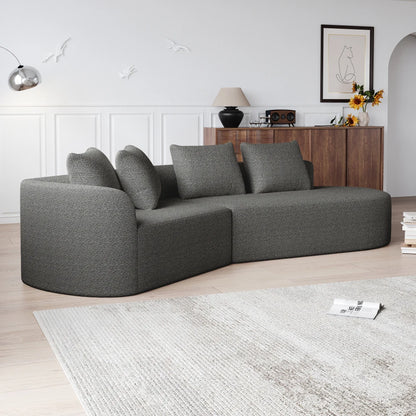 Luxury Dark Gray Chenille Cloud Sofa - 4-Seater Curved Sectional Couch