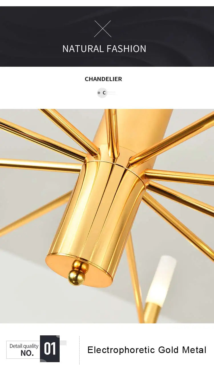 Moderne Nordic Design LED Hanglamp - G4 Kroonluchter Zwart/Goud