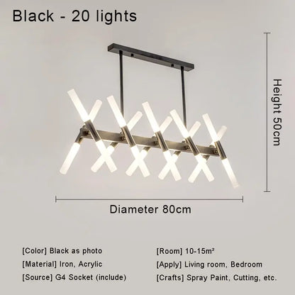 Moderne Nordic Design LED Hanglamp - G4 Kroonluchter Zwart/Goud