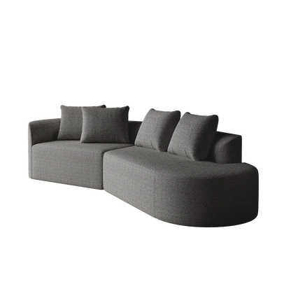 Luxury Dark Gray Chenille Cloud Sofa - 4-Seater Curved Sectional Couch